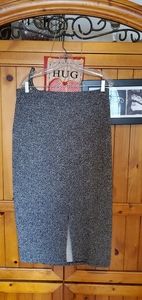 Classic Straight Midi Skirt in Metallic Black